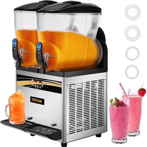 MOPHORN VEVOR Máquina para Hacer Granizados Comercial 2x15L 1000W Máquina de Granizado de Hielo Comercial -3℃ a -2℃ Máquina para Granizada Slush Helado Control de Tanque Separado Pantalla de Luz Bajo Ruido