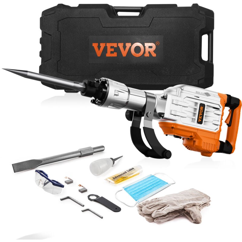 Vevor - Marteau de Demolition 3500 w Marteau-Piqueur 60 j 1900 bpm Marteau Perforateur avec 2 Burins Remplacables Poignee Rotative 360°