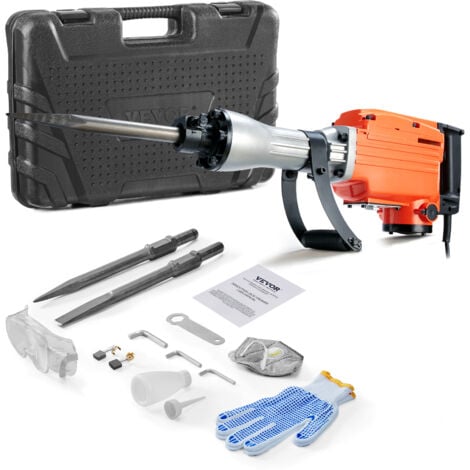 VEVOR Martello Demolitore per Calcestruzzo 2200W 2 Punte a Scalpello per 1400BPM, Kit di Martello Demolitore Elettrico 220V per Lavorazione su Cemento Mattoni Piastrelle Demolizione per Muro 66J 2200W