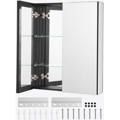 VEVOR Medicine Cabinet, 26 x 30 inch, Medicine Cabinet for Bathroom with Mirror,  Aluminum Frame Bathroom Wall Cabinet, 2-layer Adjustable Shelves, Recessed & Wall-mounted Installation