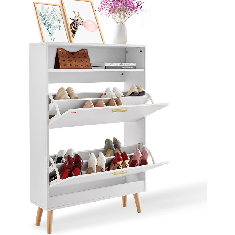 Mophorn - vevor Meuble de Rangement a Chaussures avec 2 Abattants Armoire a Chaussures Grande Capacite avec Compartiment Superieur Range-Chaussures