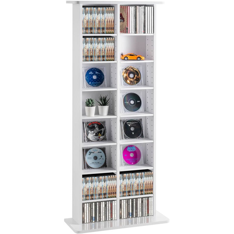 Vevor - Meuble de rangement multimedia, support dvd a 8 niveaux, peut contenir jusqua 464 cd, etageres flexibles pour cd avec 16 sections, protege et