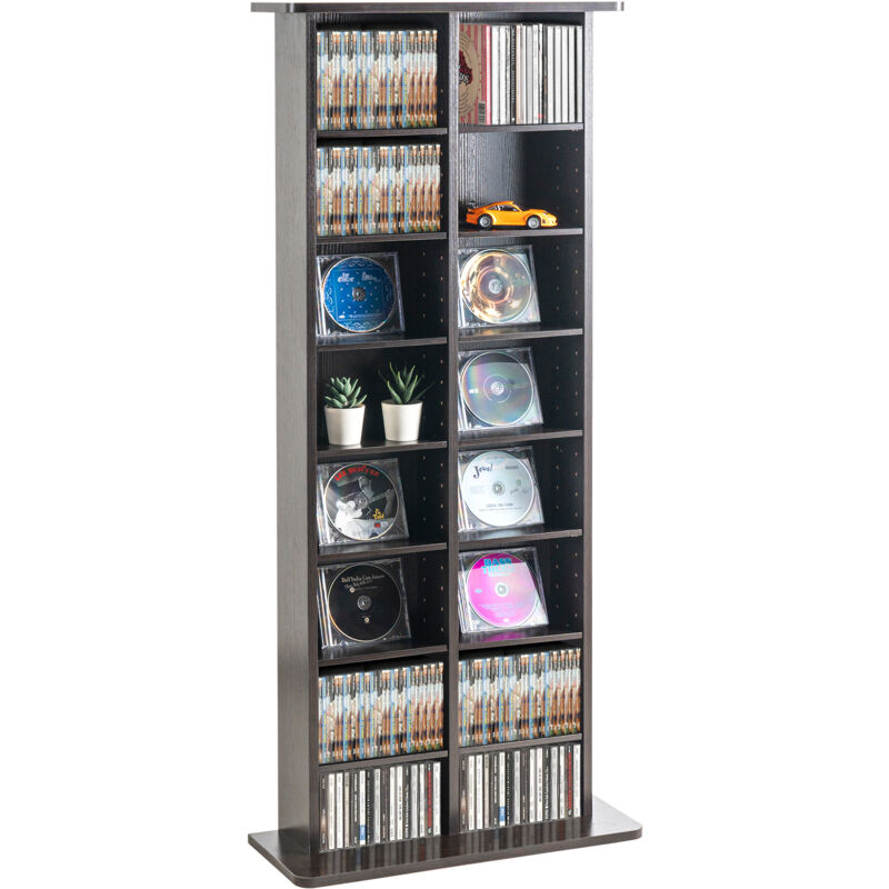 Vevor - Meuble de rangement multimedia, support dvd a 8 niveaux, rangement pour 464 cd, etageres flexibles pour cd avec 16 sections, protege et trie