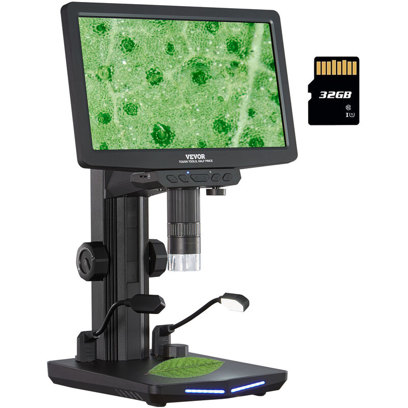 Image of VEVOR Microscopio Digitale Endoscopio HDMI Ingrandimento 10X-1200X Schermo 7 Pollici Funzioni Foto Video Messa a Fuoco Manuale 0-50mm, Microscopio