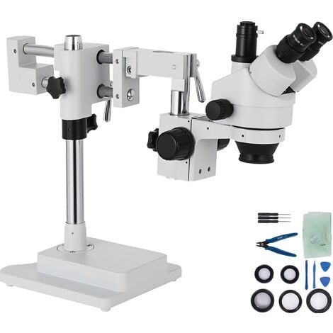 VEVOR Microscopio Stereo Simul-Focale 3.5X-90X Microscopio Stereo Trinoculare 360 ° Orientabile con Doppio Braccio