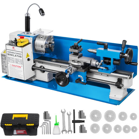 VEVOR Mini Torno Metal 17.78 x 35.56 cm Torno Metal Pequeño 50-2500PRM para Taladrado 40 kg Micro Metal Fresadora 550W Máquina de Torno 12-52 T.P.I Mini Metal Torno Velocidad Variable