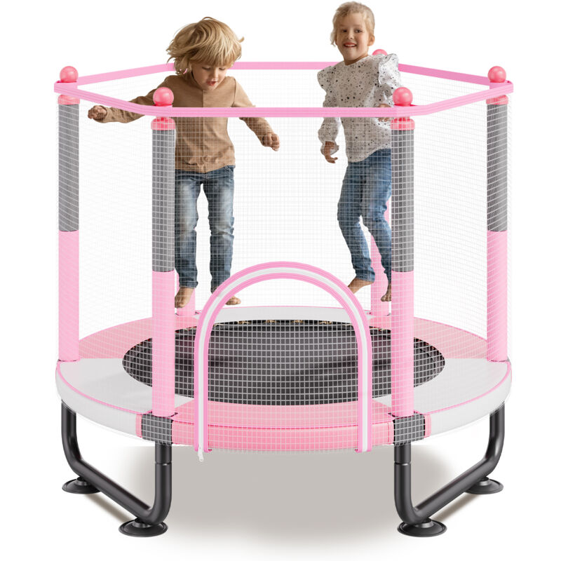 VEVOR Mini trampoline pour enfant, 1545 mm, fitness rebounder recreatif pour tout-petits avec filet de securite et panier de basket, cadeaux