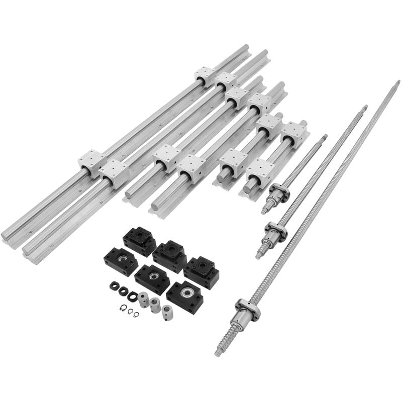 Vevor - Miniature Rail Lineaire Guide SBR20, Rail Lineaire+3 Vis a Billes RM1605-350/650/1050 mm, Rails Lineaires SBR20 Kit pour le Routeur