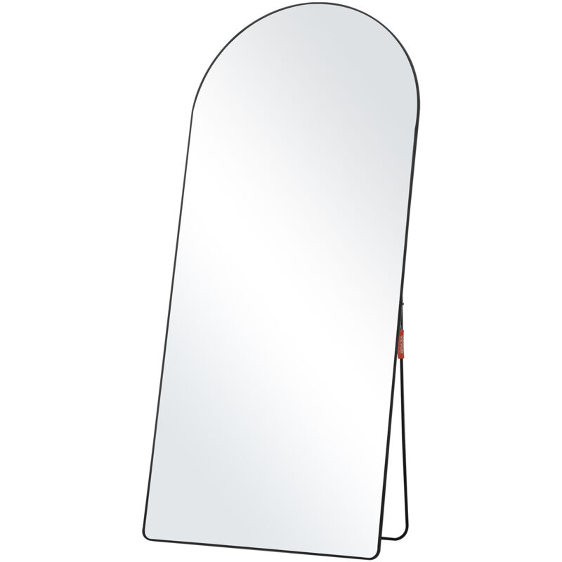 Miroir pleine longueur arque, 1800x810 mm, grand miroir de sol mural a suspendre en verre trempe avec support, cadre en alliage dealuminium, miroir