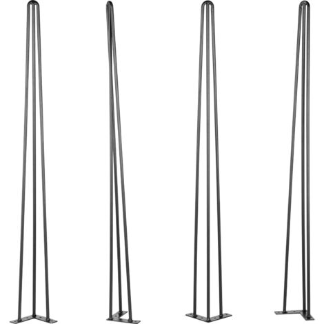 VEVOR mn16m14 Set di 4 forcina, Colore Nero, capacità 99,8 kg, 3 aste per Panca, scrivania, Pranzo, sedie in Acciaio al Carbonio, Tavolo Fai da Te, Gambe per mobili, Plastic