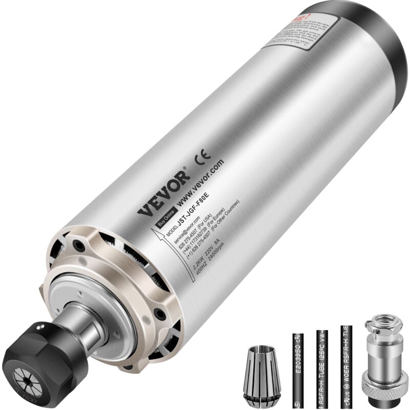 VEVOR Moteur de Broche CNC Refroidissement par Air 2,2 kW Vitesse 12000-24000 tr/min Pince ER20 Quatre Roulements de Haute Qualite Faible Bruit