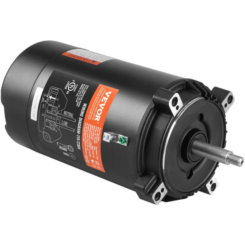 Vevor Moteur de pompe de piscine 1 cv 56J, 115 v (9,8 A)/230 v (4,9 a) 3450 tr/min, facteur de service 1,4, condensateur 90 μF/250 v, moteur