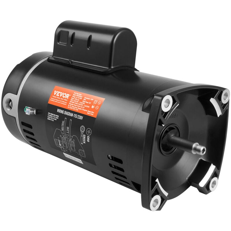 Vevor Moteur de pompe de piscine 1 cv, 56Y, courant 9,0 a (115 v) / 4,5 a (230 v) 3450 tr/min, facteur de service 1,25, condensateur 90 μF/250 v,