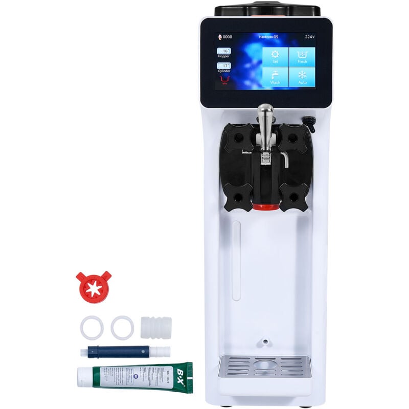 Machine a creme glacee commerciale 900 w, rendement de 10 L/h, machine a creme glacee molle a saveur unique, tremie de 4 l, cylindre de 1,6 l, ecran