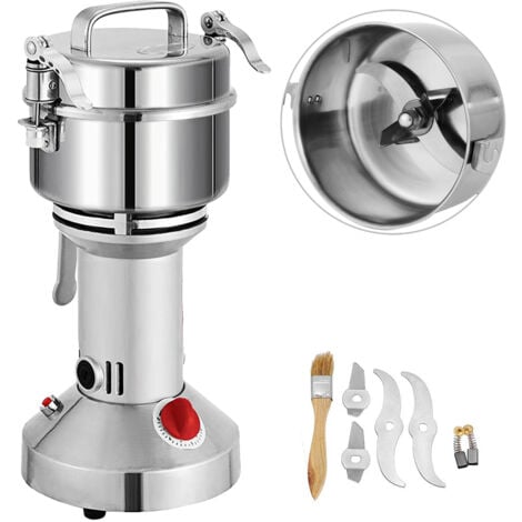 VEVOR Moulin a Grains Electrique Commercial Capacite 350g Broyeur a Cereales en Acier Inoxydable 26000tr/min Concasseur a Maïs a Epices Fonction 5 Minutes Machine a Poudre 1400W pour Cafe Soja Ble