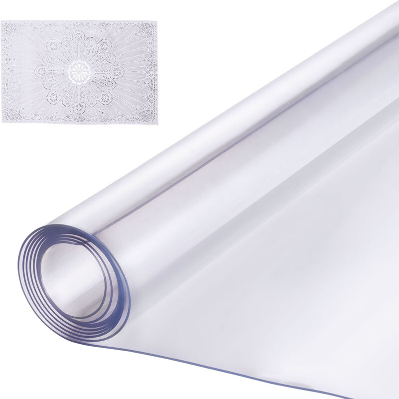 VEVOR Plastic Table Cover, 54 x 54 Inch 1.5 mm Thick Clear Table Protector, Square PVC Desk Mat, Waterproof & Easy Cleaning Desk Pad Tablecloth, for Office Dresser Dining Room Table Night Stand