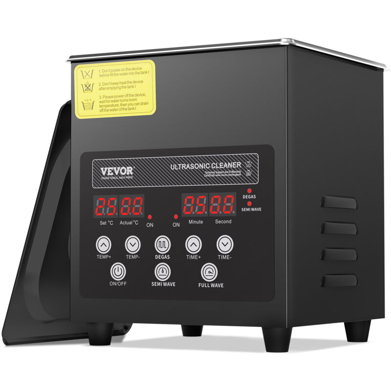 VEVOR 2 L Ultraschallreiniger 60 W digitales Ultraschallreinigungsgerät mit Schonmodus & verbesserter Entgasung, 40 kHz industrieller Schmuckreiniger mit Heizung & Timer, für Brillen Uhren Schwarz