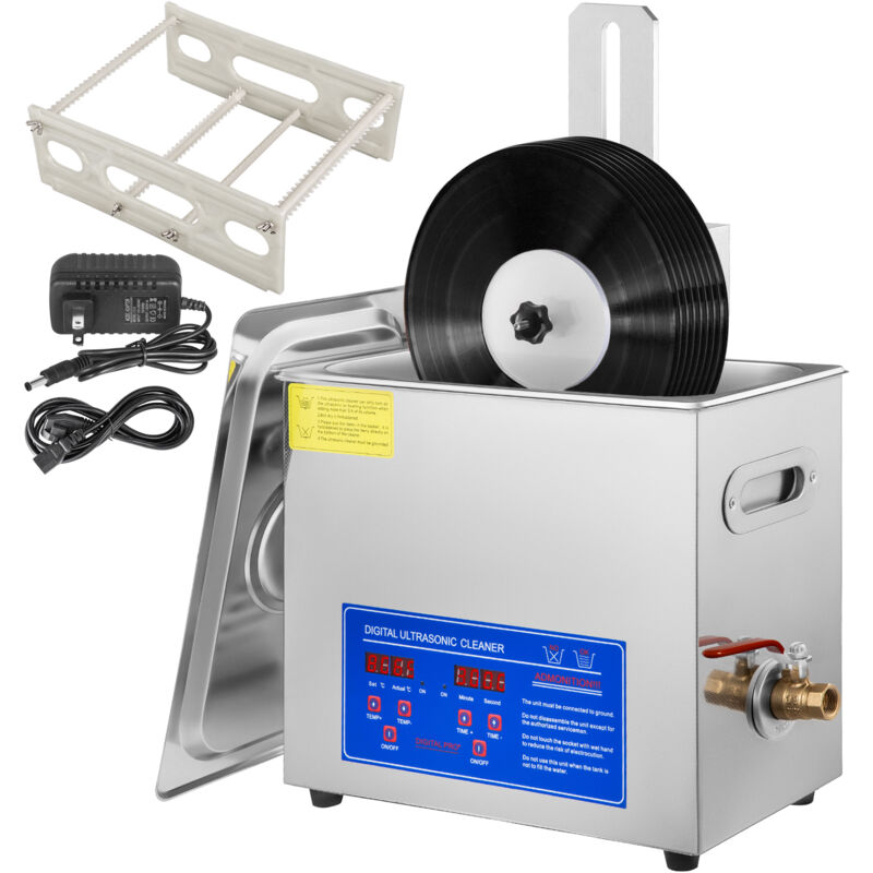 VEVOR Ultraschallreiniger Ultraschall Reinigungsgerät 6 L Ultraschall Reinigungsmaschine für Schallplatten 180 W einstellbare Zeit, Schallplattenreiniger Edelstahl 40 KHz Reinigungsgerät