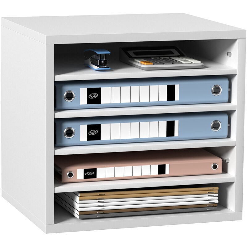 Vevor Organisateur de Bureau en Bois 35,5x30,5x33 cm Trieur de Documents a 5 Compartiments Corbeille a Courrier Panneau Agglomere Etagere Amovible