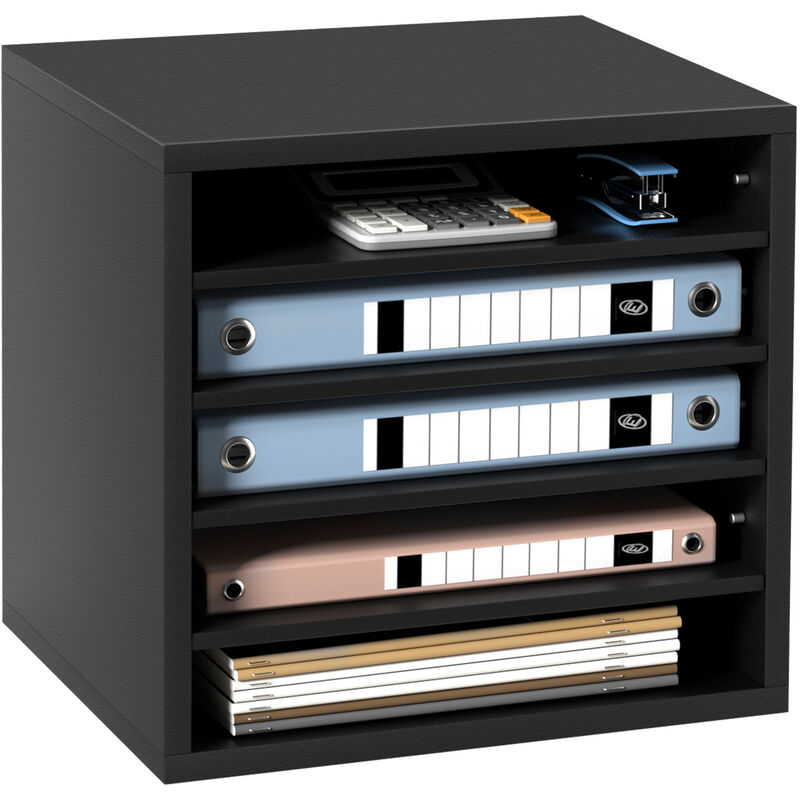 Vevor Organisateur de Bureau en Bois 35,5x30,5x33 cm Trieur de Documents a 5 Compartiments Corbeille a Courrier Panneau Agglomere Etagere Amovible