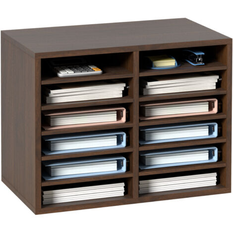 VEVOR Organizzatore per Documenti in Legno 12 Scompartimenti Marrone Carico Singolo 10 kg Rimovibili e Regolabili, Portadocumenti 52 x 30,5 x 41 cm per Libri Documenti Fumetti Moduli 12 Scompartimenti