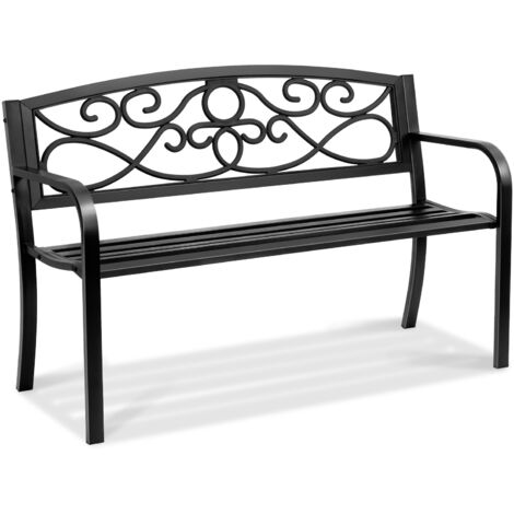 VEVOR Outdoor Bench, 50 inches Metal Garden Bench for Outdoors, 550 lbs Load Capacity Bench, Outdoor Garden Park Bench with Backrest and Armrests, Patio Bench for Garden, Park, Yard, Front Porch