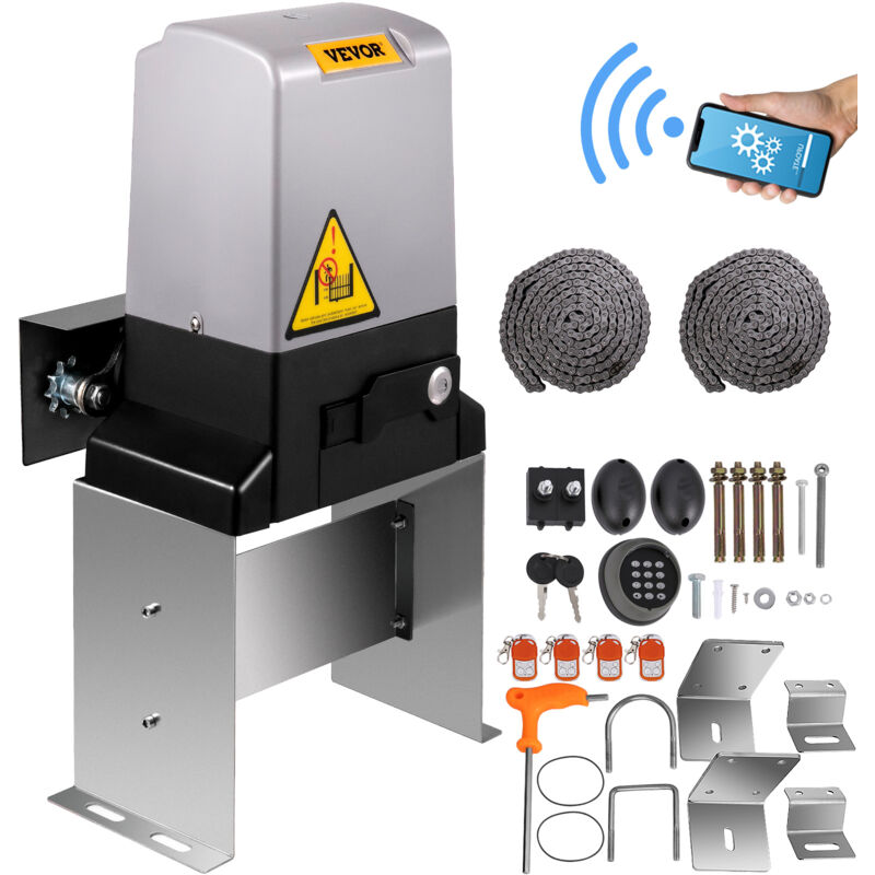 Vevor Ouvre-portail coulissant automatique 1497 kg, moteur deouverture de portail avec 2 telecommandes, portail roulant deallee, distance de la