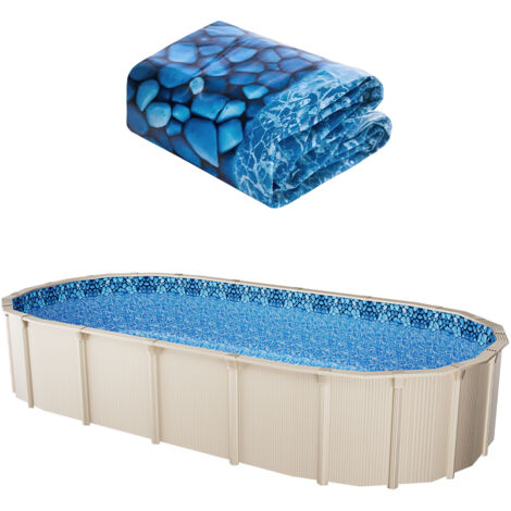 VEVOR Ovale Poolfolie, 1006x549x147 cm, Innenfolie, Ersatzfolie, Innenhülle, Schwimmbadfolie, Überlappungsfolie aus Vinyl in Standardgröße, für Aufstellpools mit 137 cm hohen Wänden