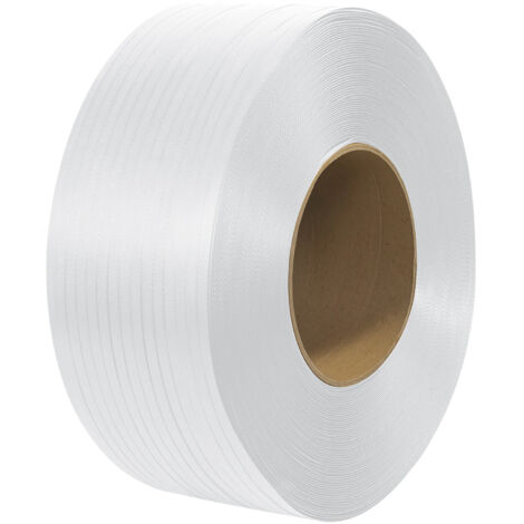 VEVOR Packaging Polypropylene (PP) Strapping Roll, 9900' Length x 1/2" Width x 0.03" Thickness, 243 lbs Break Strength, Heavy Duty Banding Pallet Strap Coil, Portable Strong Packing Straps, White