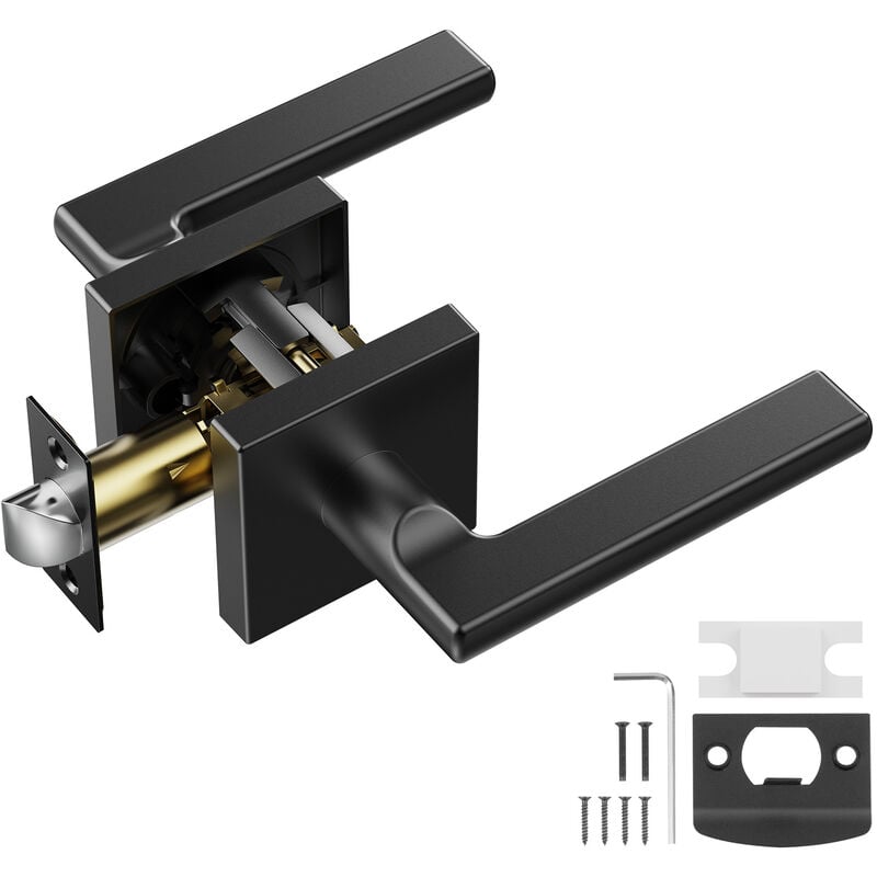 Vevor - Paire de Poignees de Porte Interieure en Noir Mat Poignee de Porte sans Serrure Bequille Reversible Droite-Gauche Sans Verrouillage Ouverture