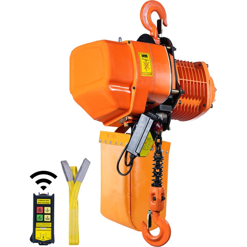 Vevor - Palan Electrique a Chaine, Capacite de Charge 1996 kg, Hauteur de Levage 6 m, 3,5 kW, Grue Aerienne Triphasee avec Chaine G100, Telecommande