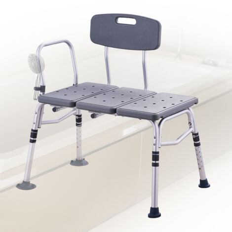 VEVOR Panca da Trasferimento per Vasca da Bagno 840 x 600 x 940 mm Sedili Doccia Regolabili per Adulti, Anziani, Disabili, Sedili da Bagno Antiscivolo, Braccioli Schienale Reversibile, Capacita 180 kg