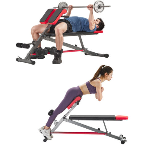 VEVOR Panca Multifunzionale per Allenamento Completo del Corpo, Panca per Iperestensione con Sedia Romana, 300 kg per Allenamento di Addominali e Core di Schiena e Braccia, per Palestra Domestica