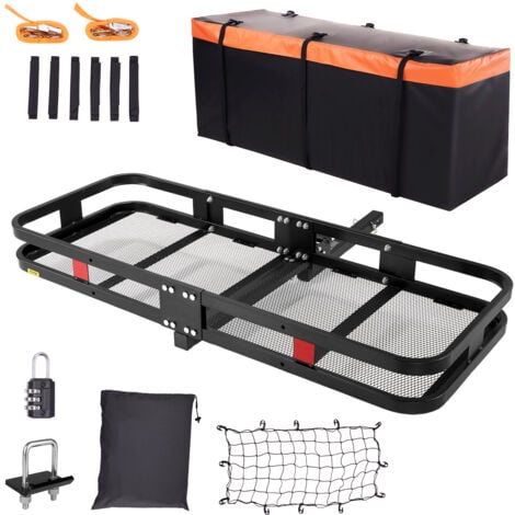 VEVOR Panier a Bagages sur Attelage 1524x610x152mm Porte-Bagages deAttelage en Tube d’Acier Charge 226,8kg Plateforme sur Attelage avec Stabilisateur pour Cargaison Arriere Camion SUV Voyage Camping