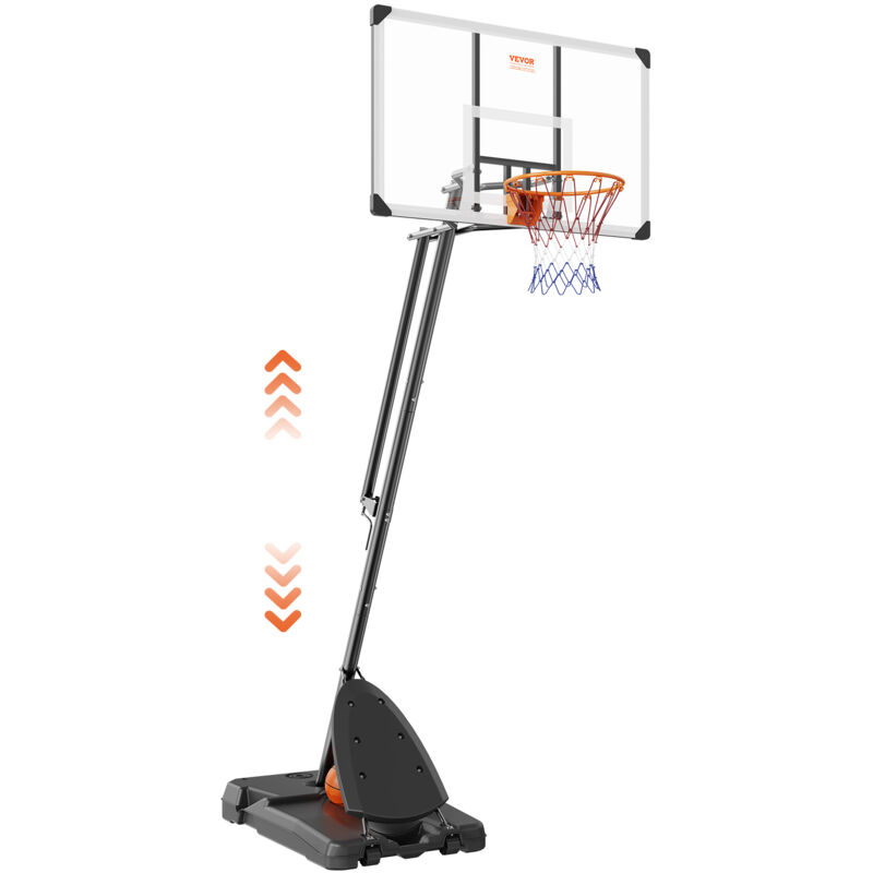VEVOR Panier de Basket Exterieur Interieur Portable Reglable en Hauteur 232-305 cm Panneau de Basket sur Pied a Roulettes avec Base de Lestage pour