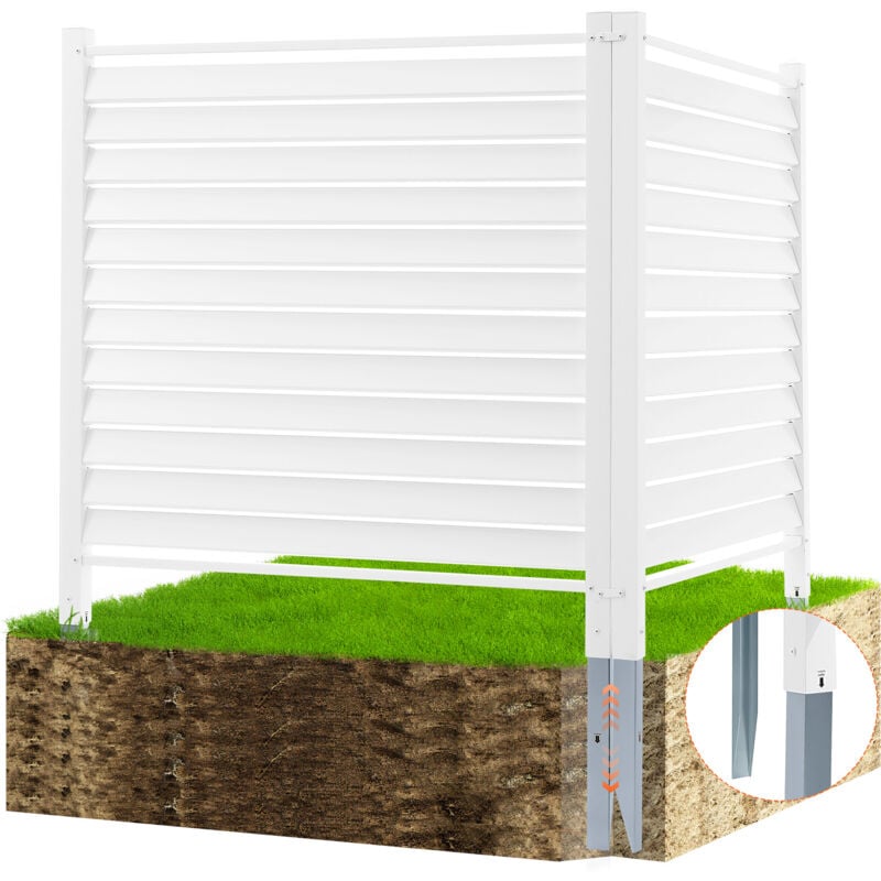 Mophorn - vevor Panneau Brise Vue Exterieur 122x122 cm Cloture de Jardin a Persiennes Kit 2 Panneaux de Confidentialite avec Piquets Metalliques,