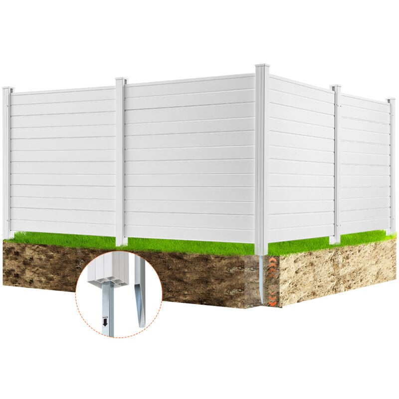 Mophorn - vevor Panneau Brise Vue Exterieur 127x127 cm Cloture de Jardin Horizontale Kit 4 Panneaux de Confidentialite avec Piquets Metalliques,