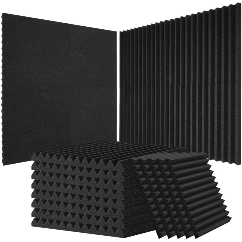 VEVOR Panneaux en mousse acoustique,lot de 52,30,5 x 30,5 x 2,5 cm,panneaux muraux insonorisants haute densite,panneaux acoustiques resistants au