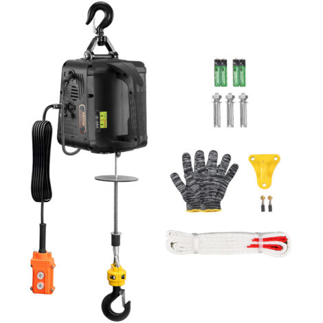 VEVOR Paranco Elettrico Portatile Carico max. circa 498,95 kg, Verricello Elettrico di Sollevamento 1500W Altezza max. di Sollevamento 7m Velocita 4m/min per Garage Officina Controllo Funzione 2-in-1