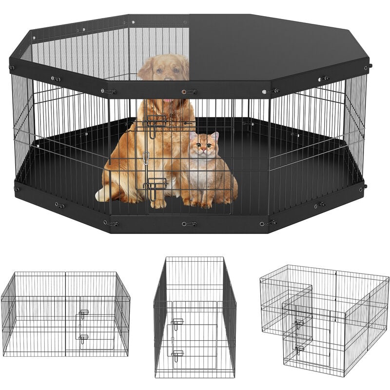 Mophorn - vevor Parc pour Chien 61 cm Enclos Lapin Chat Chiot avec Couverture Superieure et Tapis Cloture pour Petits et Moyens Animaux de Compagnie