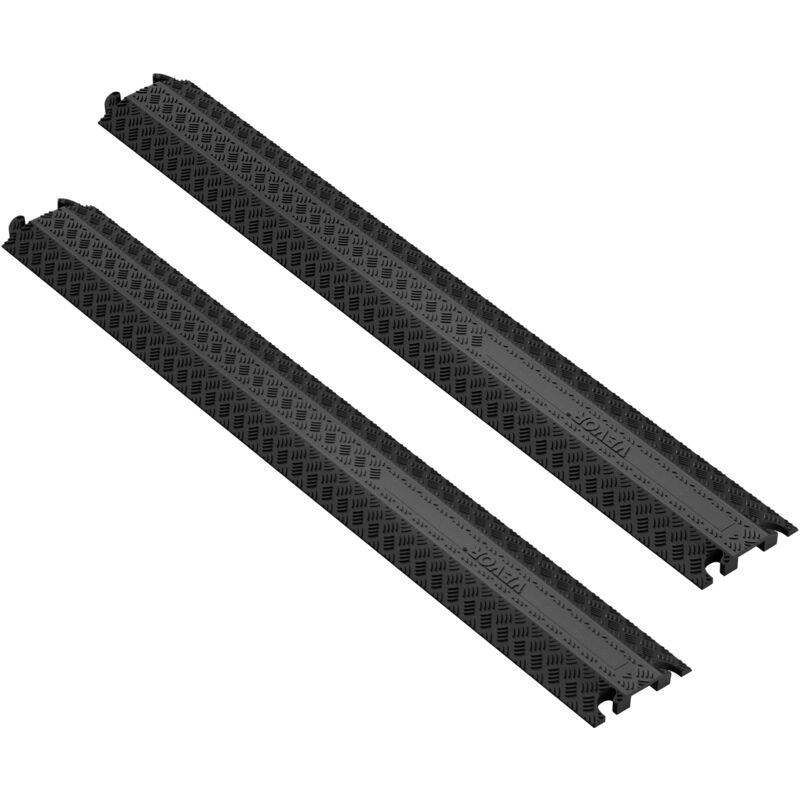 Vevor Passe Cable Sol Lot de 2 Cache Cables Capacite de Charge 907 kg Rampe de Protection Fils Electriques Robuste 100x13x2 cm Canal 4x1,3 cm pour