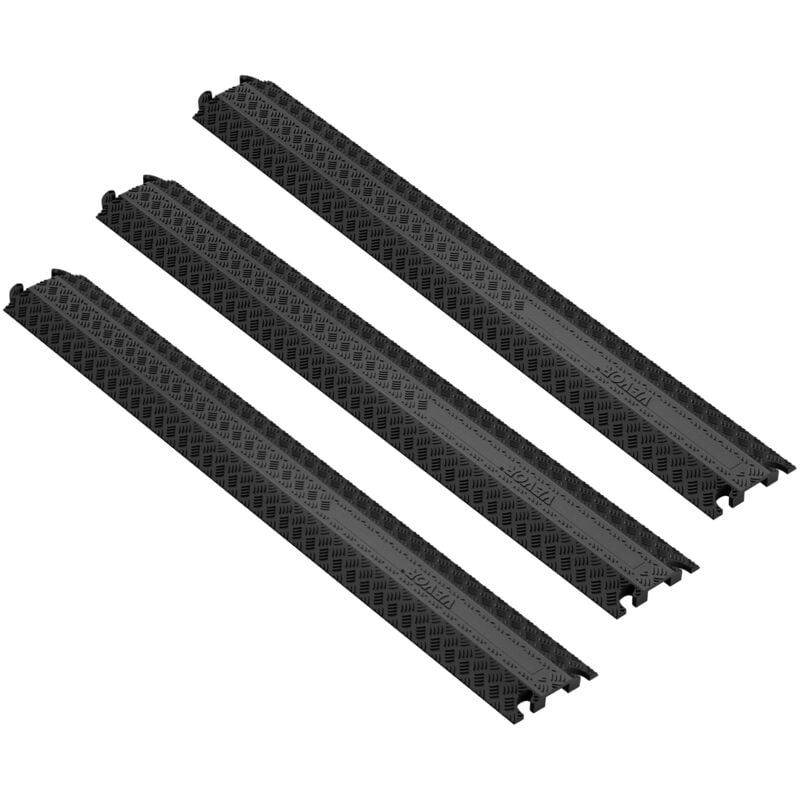 Vevor Passe Cable Sol Lot de 3 Cache Cables Capacite de Charge 907 kg Rampe de Protection Fils Electriques Robuste 100x13x2 cm Canal 4x1,3 cm pour