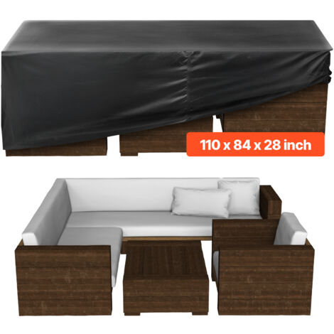 VEVOR Patio Furniture Cover, 420D Heavy Duty Waterproof Outdoor Dining Table and Chairs Cover, Large Rectangular Patio Table Covers with Air Vent for All Weather, 110L x 84W x 28H inch, Black