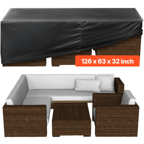 VEVOR Patio Furniture Cover, 420D Heavy Duty Waterproof Outdoor Dining Table and Chairs Cover, Large Rectangular Patio Table Covers with Air Vent for All Weather, 126L x 63W x 28H inch, Black
