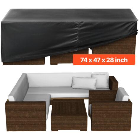 VEVOR Patio Furniture Cover, 420D Heavy Duty Waterproof Outdoor Dining Table and Chairs Cover, Large Rectangular Patio Table Covers with Air Vent for All Weather, 74L x 47W x 28H inch, Black