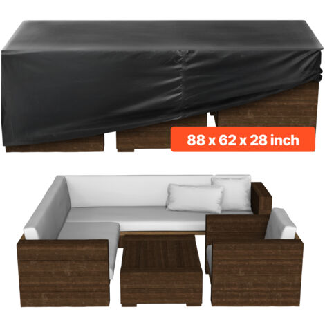 VEVOR Patio Furniture Cover, 420D Heavy Duty Waterproof Outdoor Dining Table and Chairs Cover, Large Rectangular Patio Table Covers with Air Vent for All Weather, 88L x 62W x 28H inch, Black