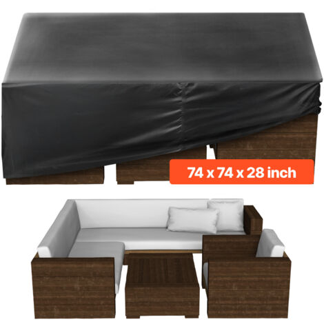 VEVOR Patio Furniture Cover, 420D Heavy Duty Waterproof Outdoor Dining Table and Chairs Cover, Large Squre Patio Table Covers with Air Vent for All Weather, 74L x 74W x 28H inch, Black