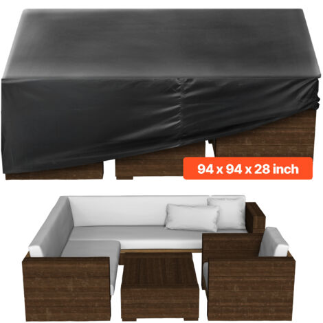 VEVOR Patio Furniture Cover, 420D Heavy Duty Waterproof Outdoor Dining Table and Chairs Cover, Large Squre Patio Table Covers with Air Vent for All Weather, 94L x 94W x 28H inch, Black