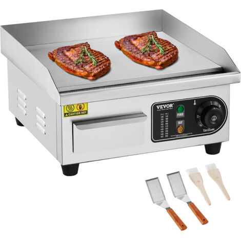 VEVOR Piastra Elettrica Commerciale 35,5 x 30 cm Piastra Elettrica per Cottura da 2000 W per Barbecue Ristorante Cucina, Superficie di Cottura Liscia Temperatura Regolabile tra 50-300 °C, Senza Spina