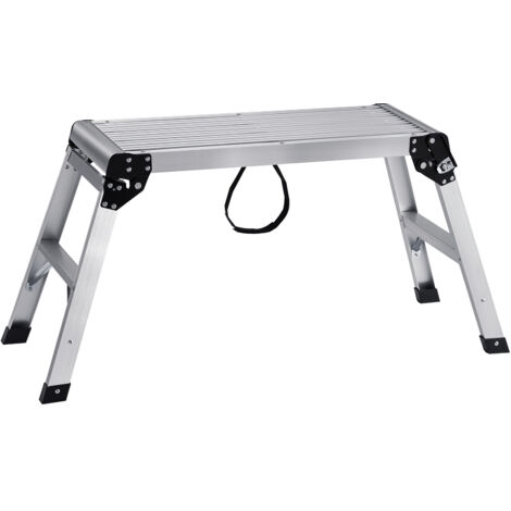 VEVOR Piattaforma da Lavoro in Alluminio Pieghevole Portatile Carico Max. 150 kg Uso Interno Esterno, Sgabello da Lavoro Basso in Alluminio Pieghevole 50,8x76x30 cm, Cavalletto Pieghevole Alluminio